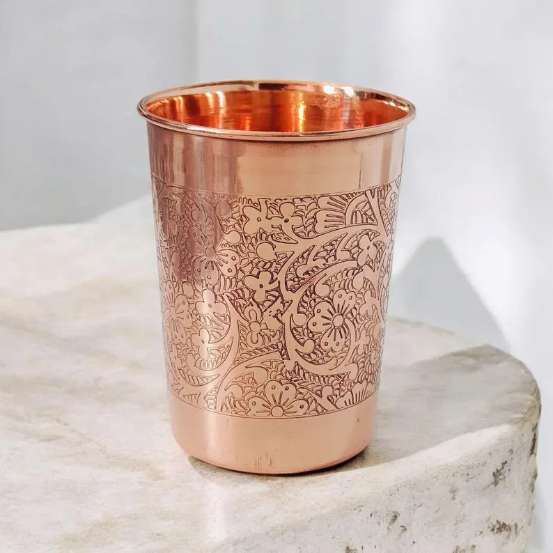 100% Pure Copper Set  - Handcrafted Ayurvedic Tumbler for Water & Wellness, Pure Copper Mug, Copper Tumbler, Ayurvedic Tumbler 7 Piece