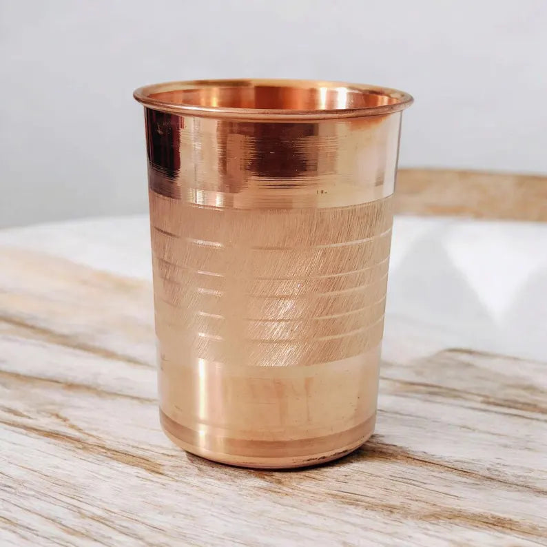100% Pure Copper Set  - Handcrafted Ayurvedic Tumbler for Water & Wellness, Pure Copper Mug, Copper Tumbler, Ayurvedic Tumbler 7 Piece