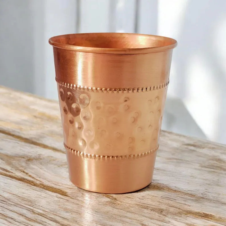 100% Pure Copper Set  - Handcrafted Ayurvedic Tumbler for Water & Wellness, Pure Copper Mug, Copper Tumbler, Ayurvedic Tumbler 7 Piece