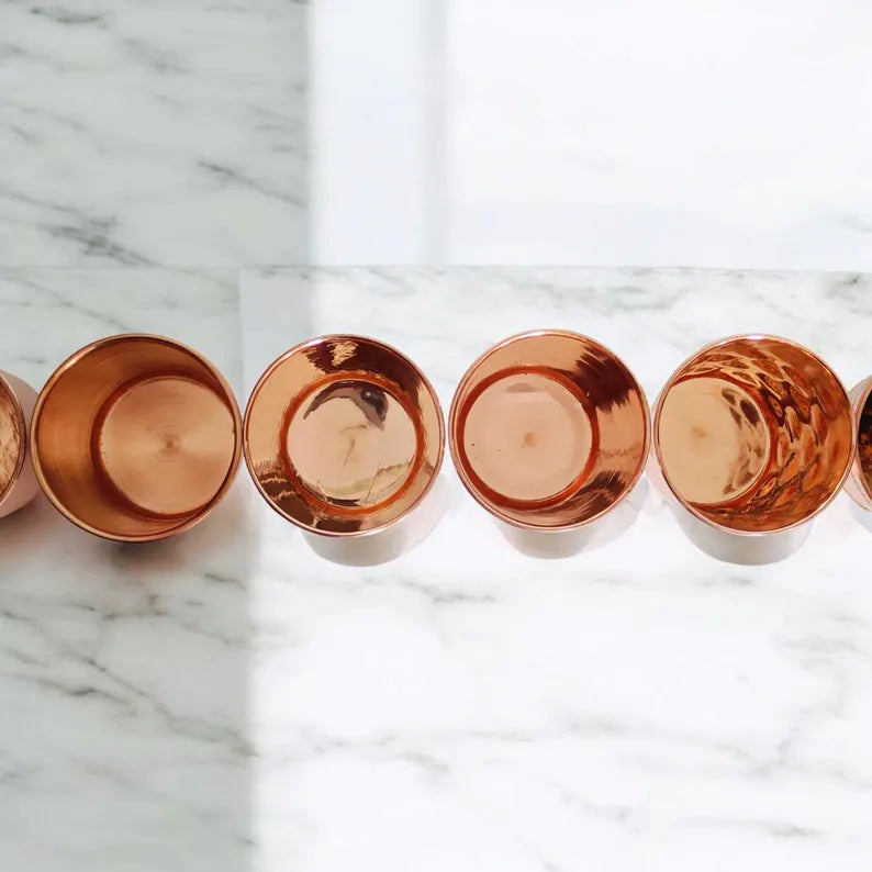 100% Pure Copper Set  - Handcrafted Ayurvedic Tumbler for Water & Wellness, Pure Copper Mug, Copper Tumbler, Ayurvedic Tumbler 7 Piece