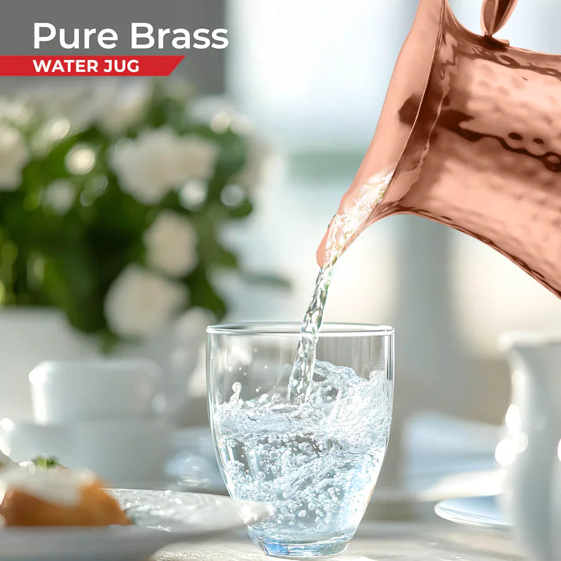 Handcrafted 100% Pure Copper Jug Pitcher Drinkware Hammered Finish Ayurveda Health Benefit Apple Jug With Lid