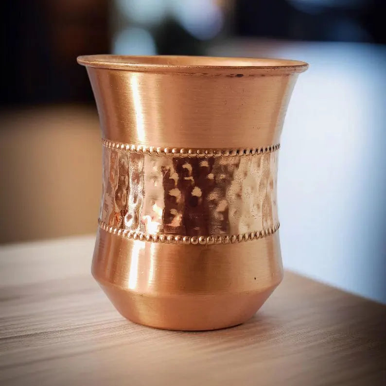 100% Pure Copper Set  - Handcrafted Ayurvedic Tumbler for Water & Wellness, Pure Copper Mug, Copper Tumbler, Ayurvedic Tumbler 7 Piece