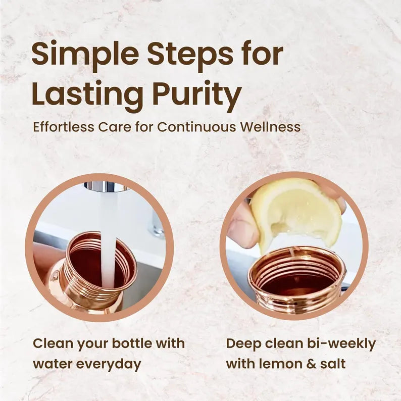 100% Pure Hammered Copper Bottle 1 Liter Copper Bottle with Handmade Texture: Copper Water Bottle Hand Hammered for Health Benefits