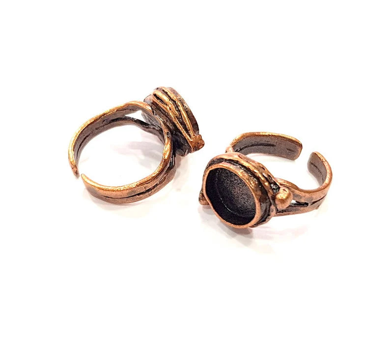 Copper Ring Settings inlay Ring Blank Mosaic Ring Bezel Base Cabochon Mountings (10 mm blank) Antique Copper Plated Brass Jewelry